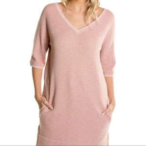 Light Pink V Neck Slouchy Tunic Sweatshirt